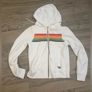 Aviator Nation Women’s 5 Stripe Relaxed Hoodie White Size M